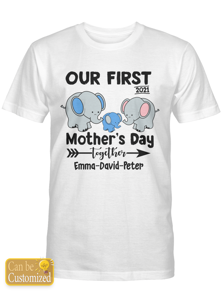 Personalized Our First Mother’s Day Together Elephant Shirts