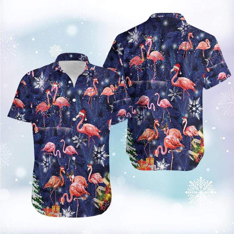 Flamingo On Christmas Unisex Hawaii Shirt Full Size Adult Colorful Ha61533