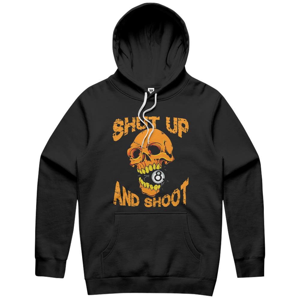 Shut Up And Shoot Billiard 8 Ball Pool Player Skull Hoodie