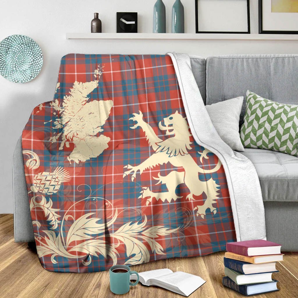 Tartan Blanket Hamilton Ancient Tartan Scotland Lion Thistle Map Plaid Blanket