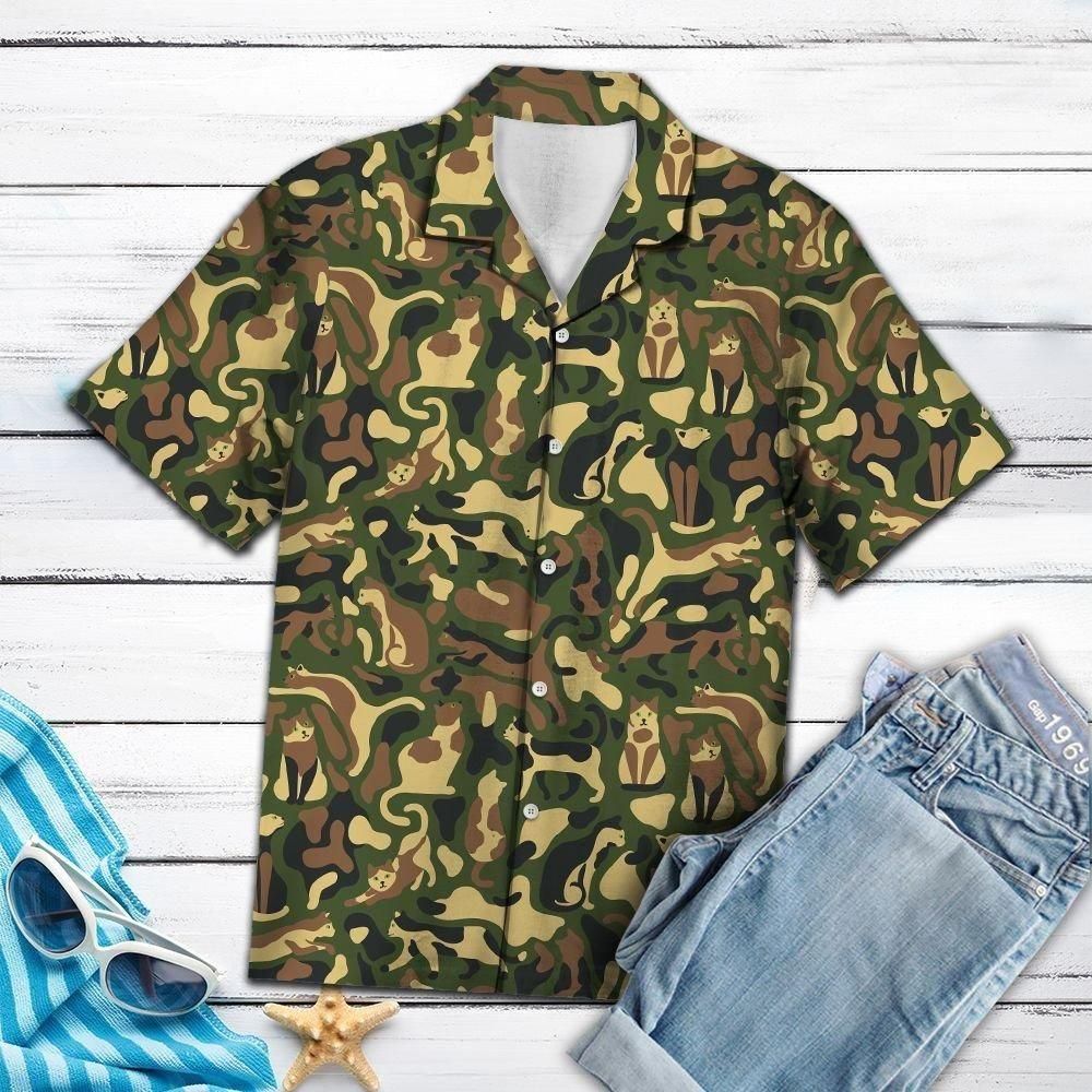 Cat Camo Aloha Hawaii Shirt Colorful Short Sleeve Summer Beach Casual For Men And Women Ha75549