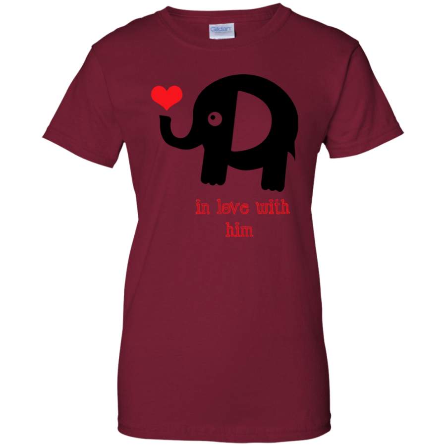 In love with him VALENTINES – Couple T Shirt G200L Gildan Ladies’ 100% Cotton T-Shirt