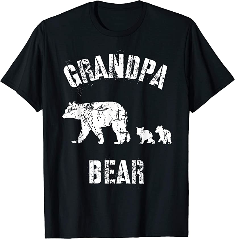 Vintage Grandpa Bear with 2 Two Cubs Grandfather Gift T-Shirt