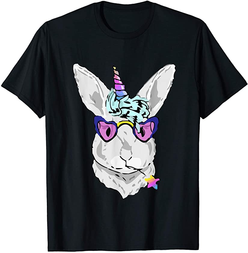 Dy Cute Bunny Unicorn Face Tie Dye Glasses Easter Day T-Shirt