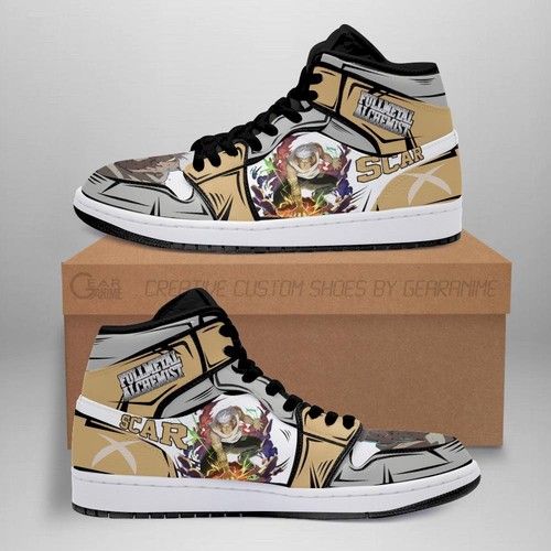 Scar Fullmetal Alchemist Jordan Sneakers Anime Custom Shoes Fan Gift Air Jordan High Sneakers Sport Sneakers