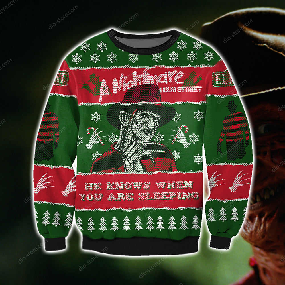 A Nightmare On Elm Street Knitting Pattern 3D Print Ugly Sweater