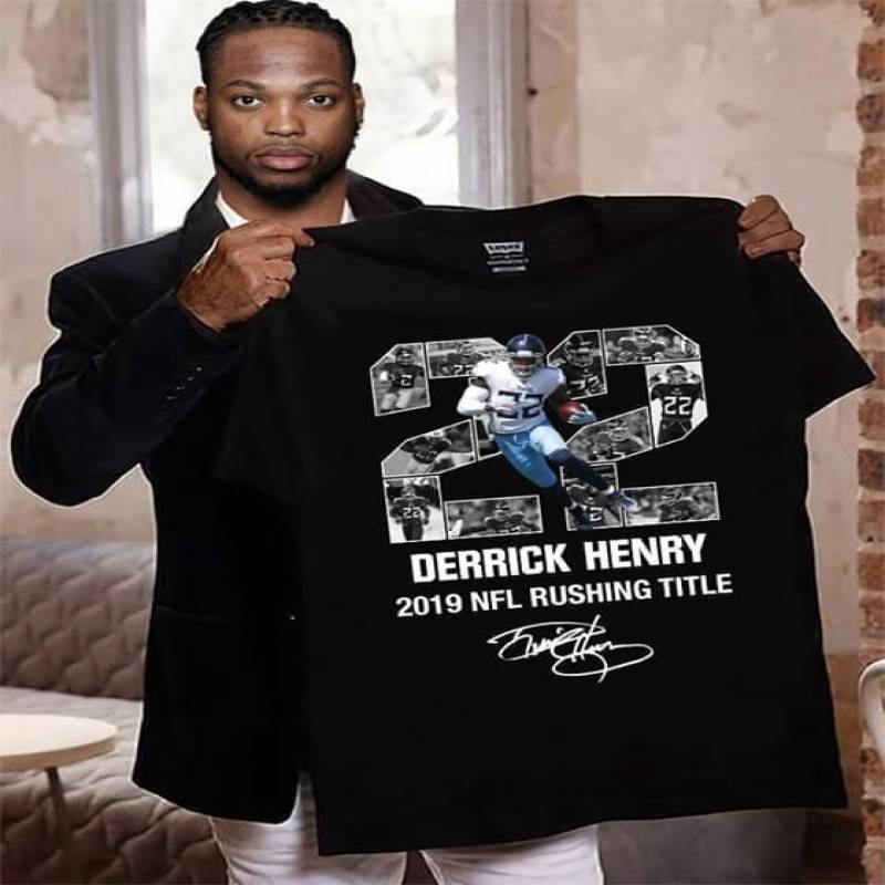 tennessee titans derrick henry 2019 rushing title signed t shirt