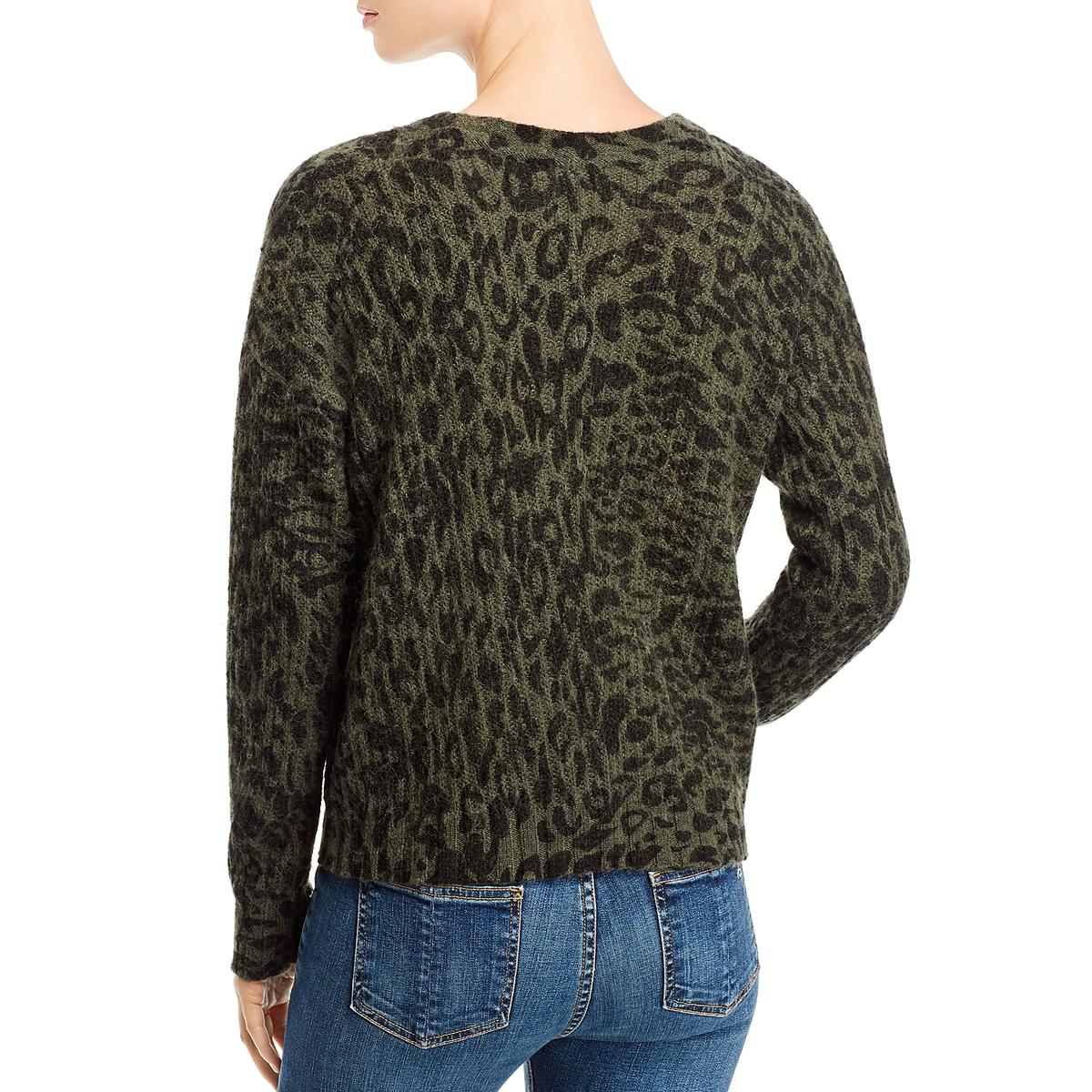 Womens Animal Print Long Sleeve Crewneck Sweater