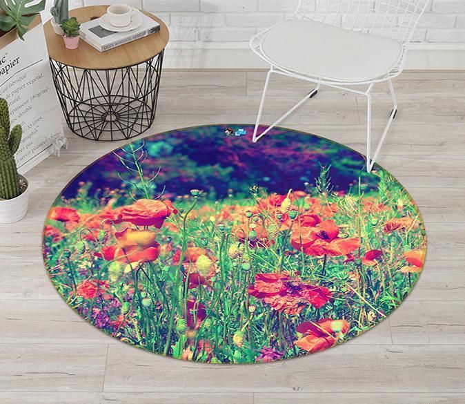 3D Gorgeous Flowers 72 Round Rug – Round Carpet Home Decor