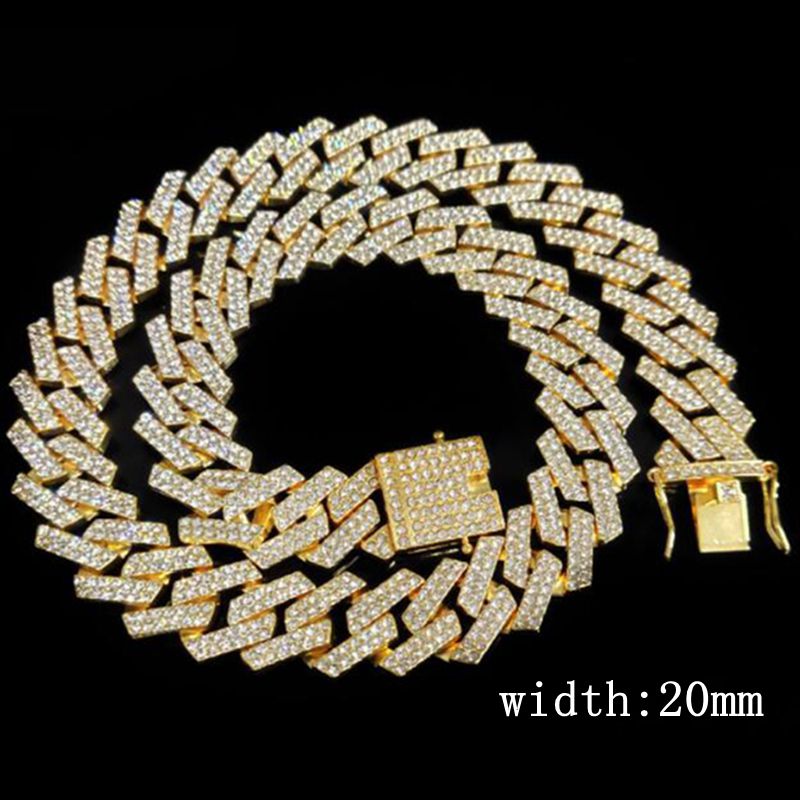 16MM Iced Out Cuban Link Chain New Design Luxury Clasp Crystal Necklace Stainless Steel Jewelry for Men and Women Collar Combre alx