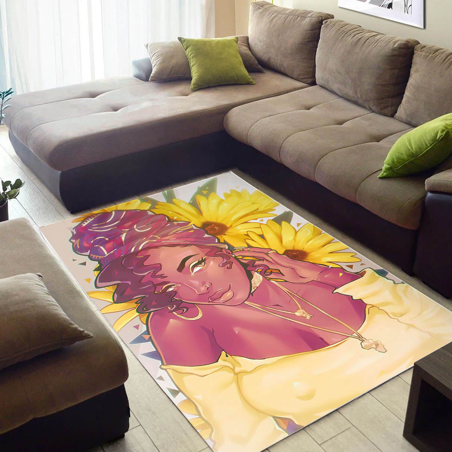 Afrocentric Area Rugs Pretty Afro Woman African Print Carpet African Themed Home Decor WBG40927