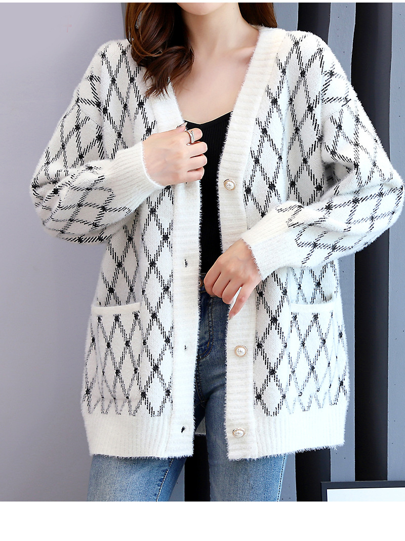 Sweater Coat Women Autumn Winter Lazy Style Solid Color Single-breasted Loose V Neck Knitted Cardigan Casual Fashion Coat New alx