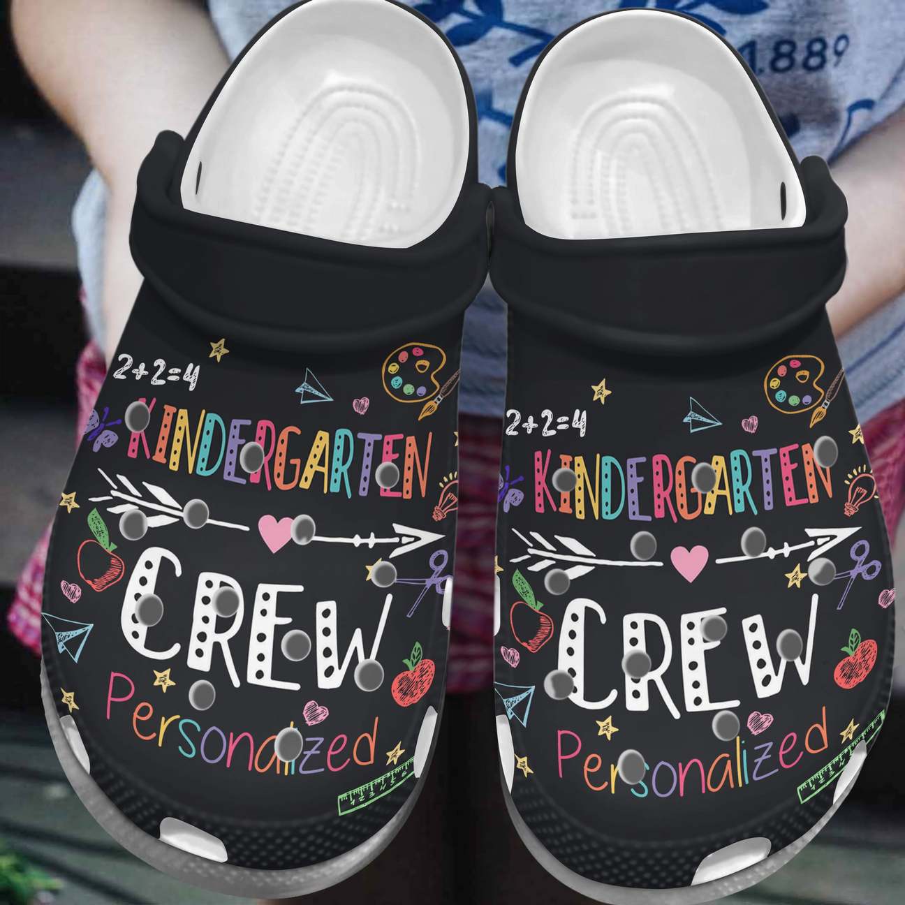 Kindergarten Crew Personalized Clog, Custom Name, Text, Color, Number Fashion Style For Women, Men, Kid, Print 3D