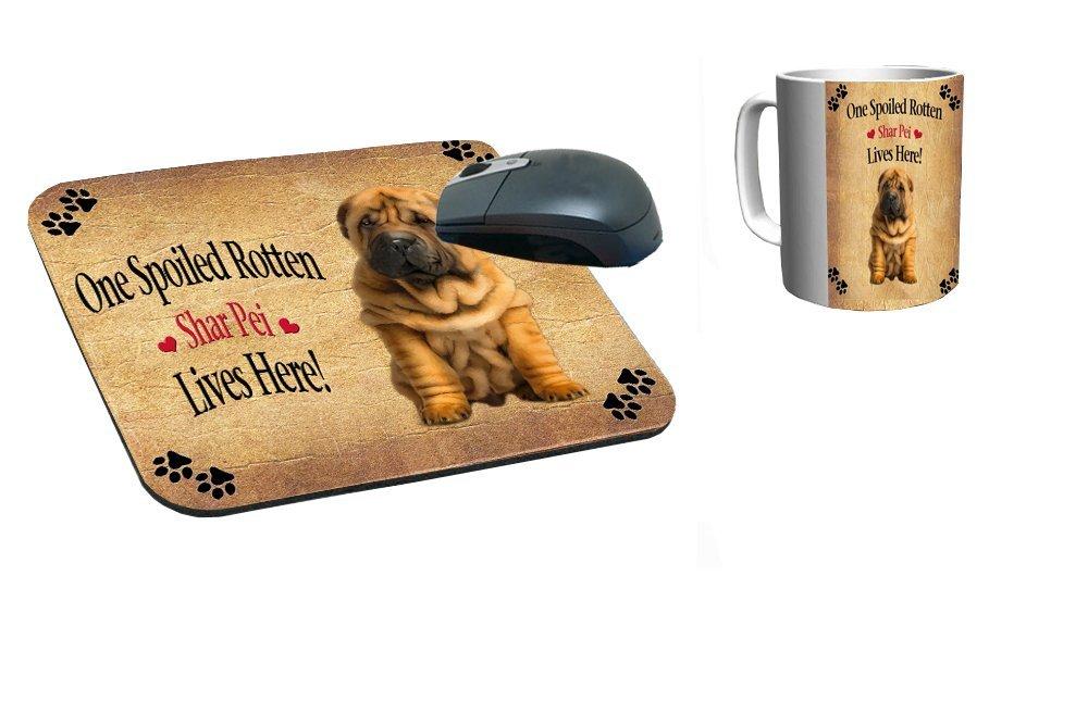 Spoiled Rotten Shar Pei Puppy Dog Mug & Mousepad Combo Gift Set