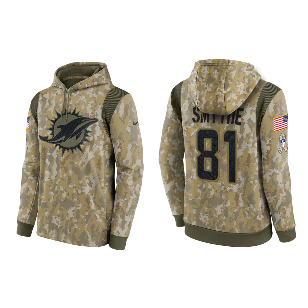 Durham Smythe Miami Dolphins Camo 2021 Salute To Service Veterans Day Therma Pullover Hoodie