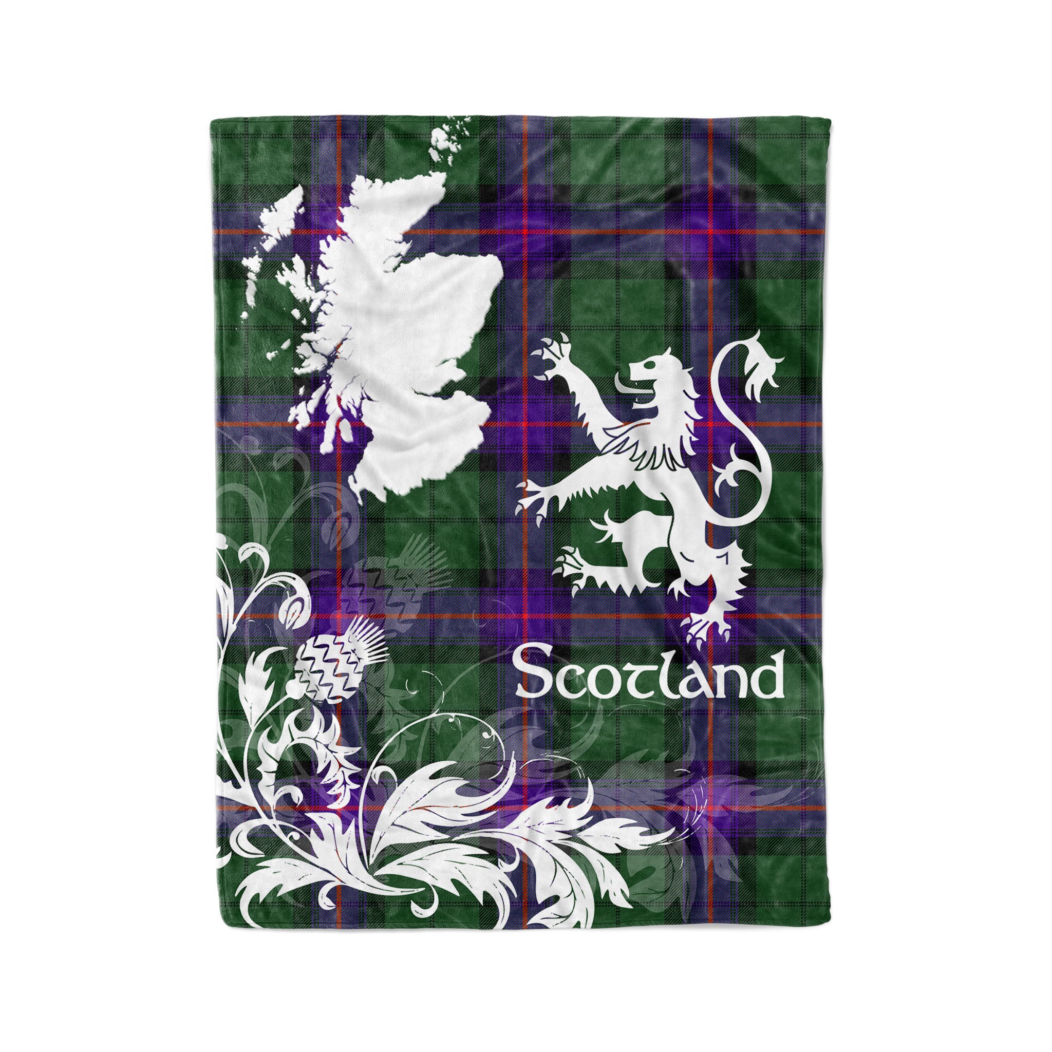 Tartan Plaid Fleece Blanket Tartan Blanket Thistle And Lion Scottish Clan Armstrong Plaid Blanket