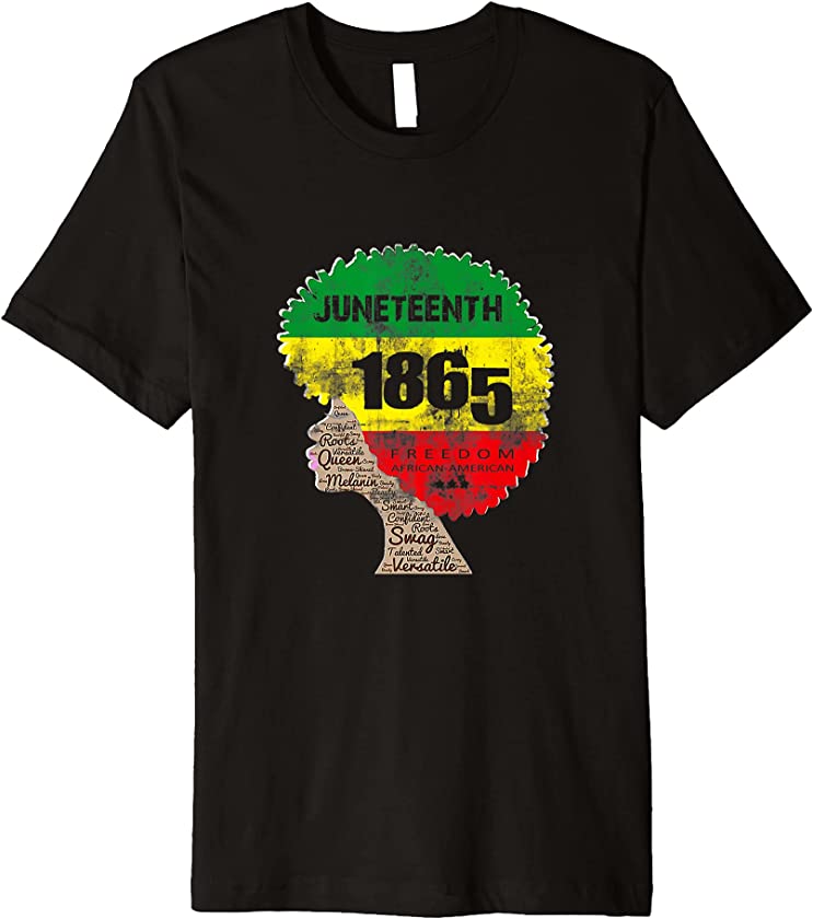 Juneteenth black queen with afro flag design Premium T-Shirt