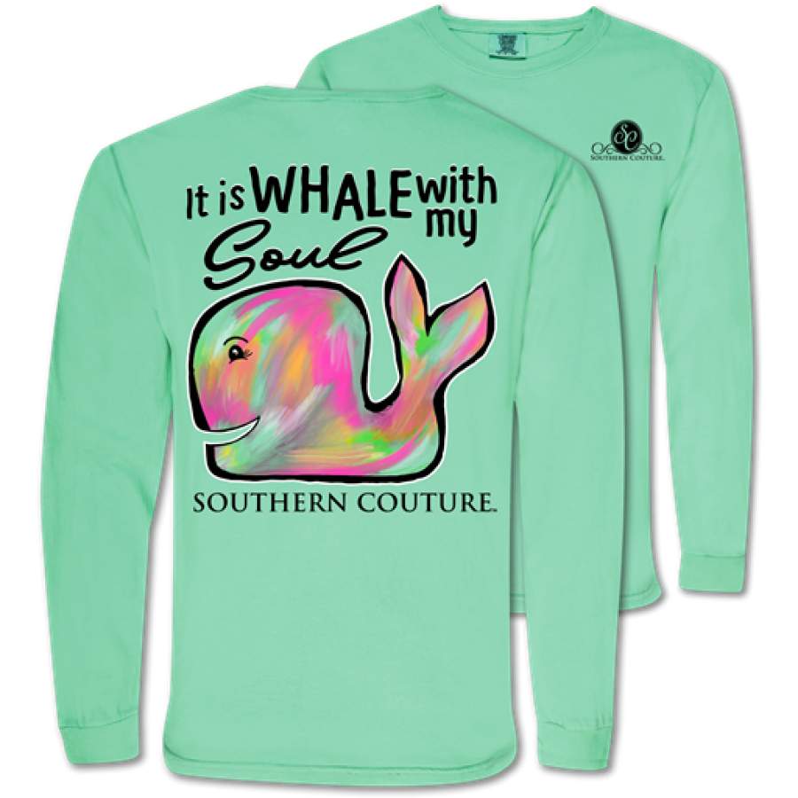 Southern Couture Whale With My Soul Comfort Colors Long Sleeve T-Shirt