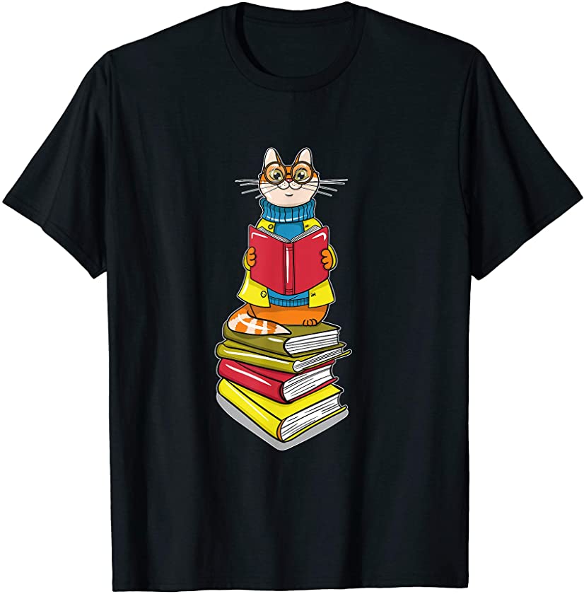 Bookworm Cat Book Lovers Gifts Kittens Love Librarian Gift T-Shirt