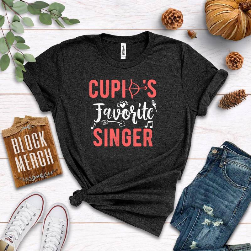 Crushtee Singer Valentine Cupid’s Favorite Shirt Tank Top Hoodie Singer Valentines Shirt Vocalist Gift Valentines Gift For Singer Long Sleeve Hoodie