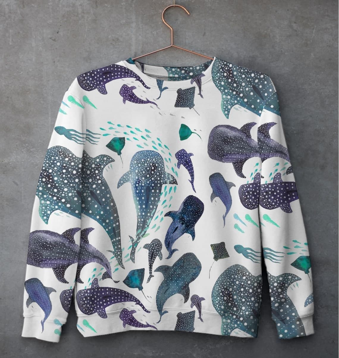 Whale Shark Unisex All Over Print Cotton Sweatshirt