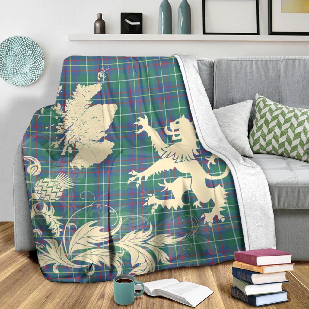 Tartan Blanket Inglis Ancient Tartan Scotland Lion Thistle Map Plaid Blanket