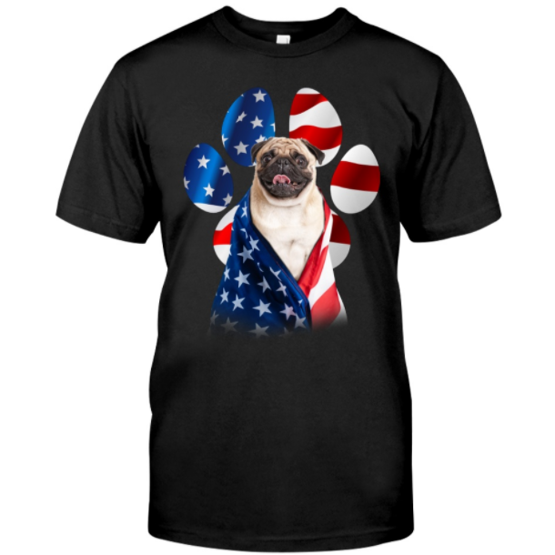 American Flag Pug Dog Gift Men Women Dog Lovers T-shirt.jpg