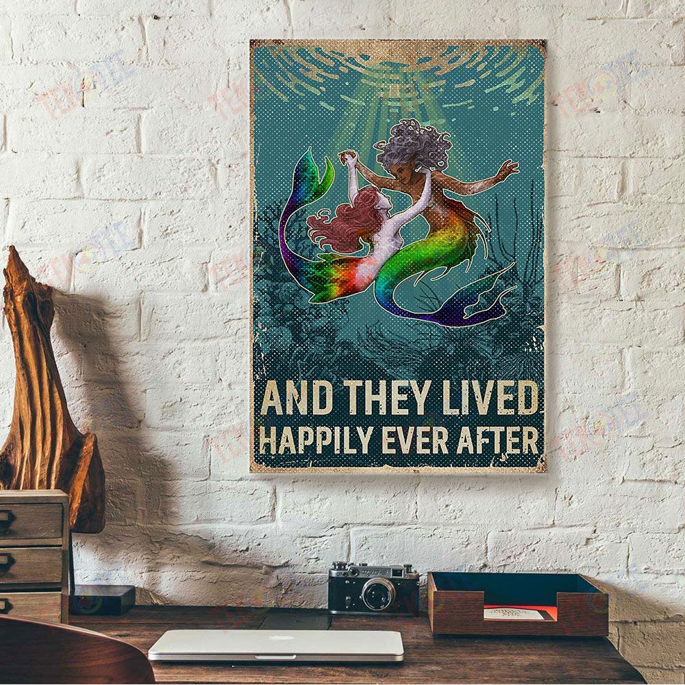 Canvas Prints And They Lived Happily Ever After Mermaid Pride Wall Art Canvas Wall Art Home Decor