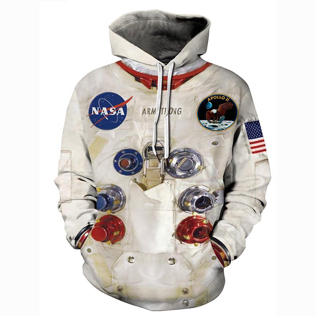 3D Printed Astronaut Uniform Hoodie – Color Block National Flag Hooded Pullover