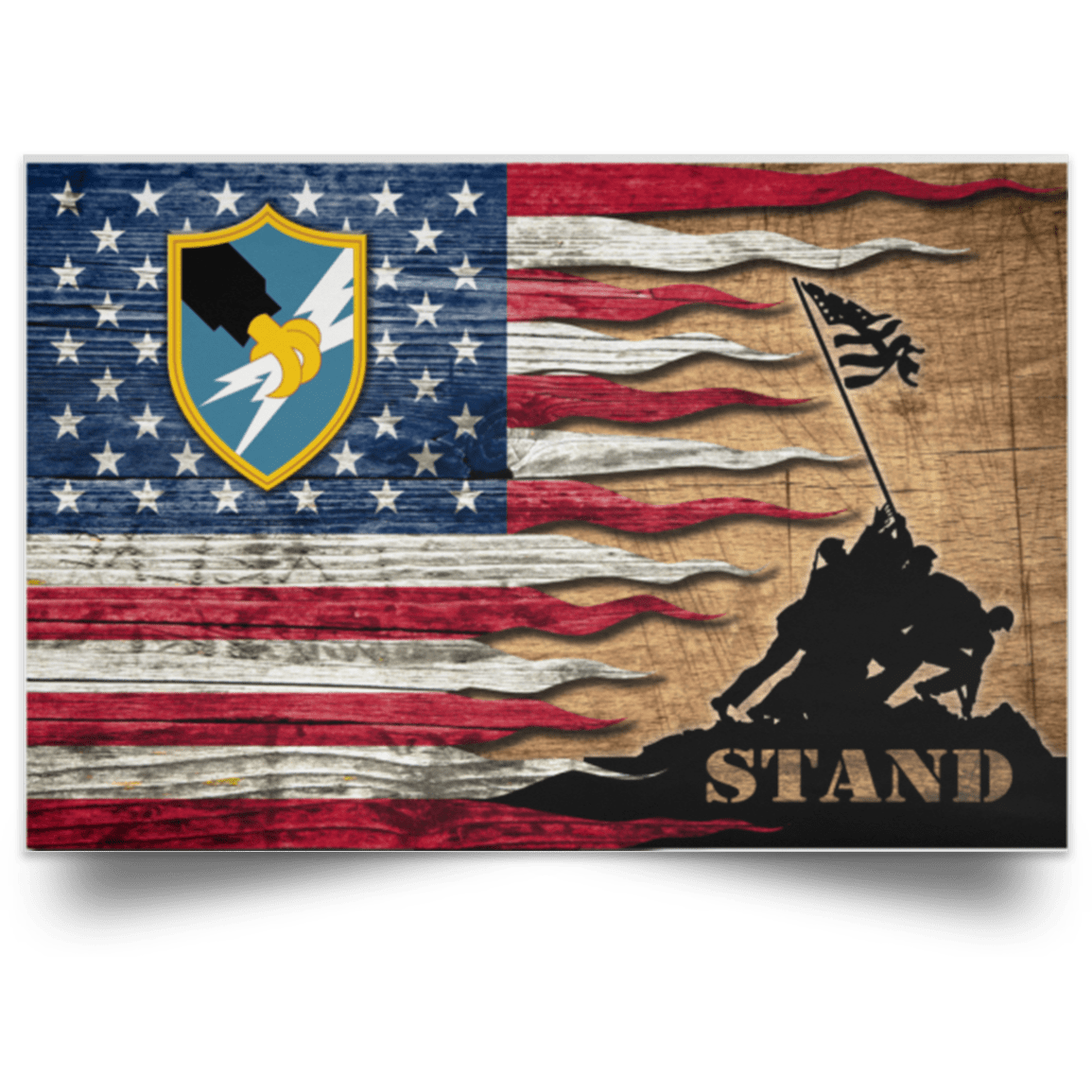 US Army Security Agency Stand For The Flag Satin Landscape Poster