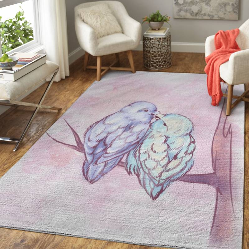 Two parrots kiss – Animals Area Rug Carpet