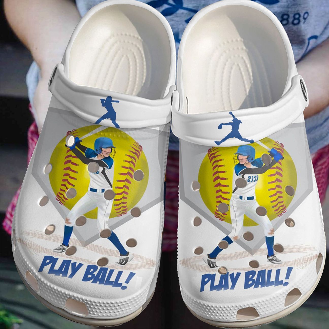 Softball Personalize Clog, Custom Name, Text, Fashion Style For Women, Men, Kid, Print 3D Play Ball