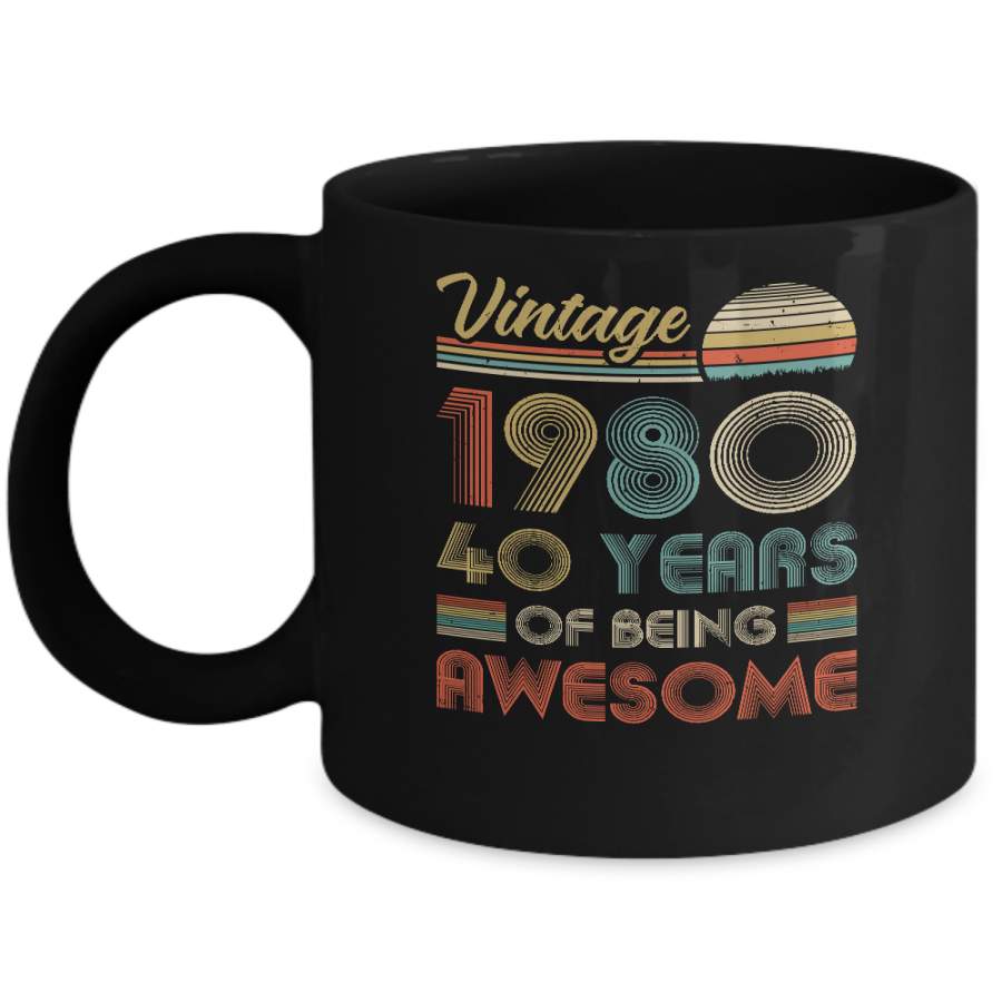 Vintage 1980 40th Birthday Gift 40 Years Old Mug