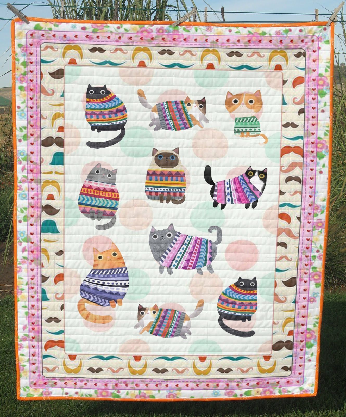 Cat Awe Chubby Cat Lovely Kitten Quilt Blanket