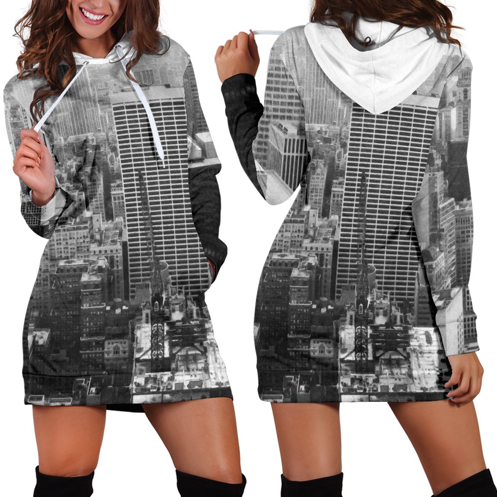 New York Print Women’s Hoodie Dress