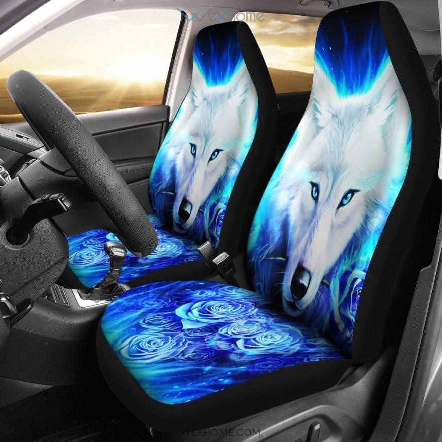 Wolf Blue Rose Animal Car Seat Covers 2021