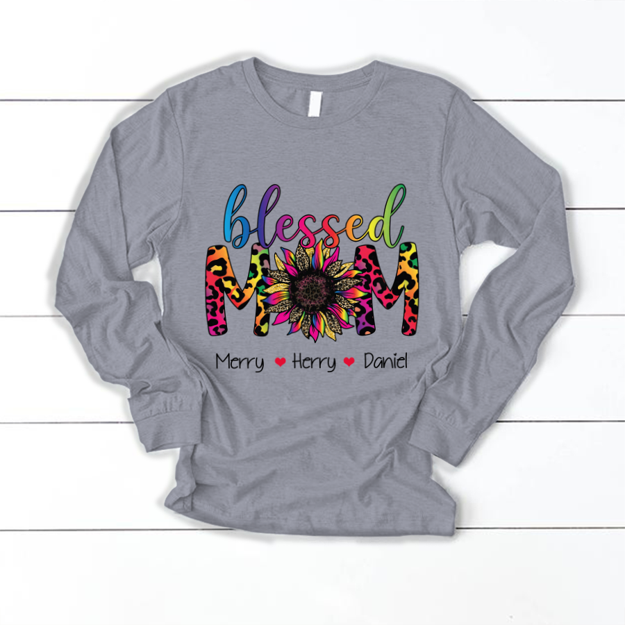 Personalized Mom Shirt, Blessed Mom With Kids, Mother’S Day Shirt, Mother’S Day Gift For Mom, Grandma, Mimi, Nana Longsleeve