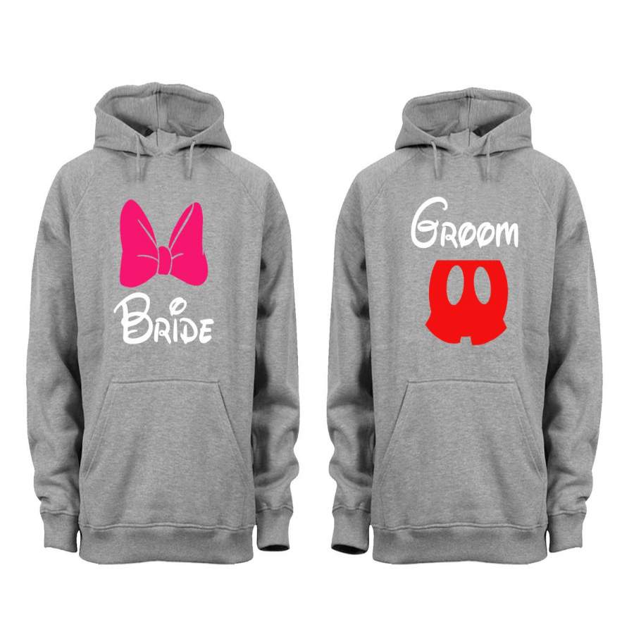 XtraFly Apparel Groom Bride Wedding Valentine’s Matching Couples Hooded-Sweatshirt Pullover Hoodie