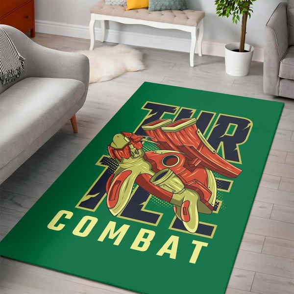 Turtle Combat Area Rug Living room and bedroom Rug Family Gift US Decor