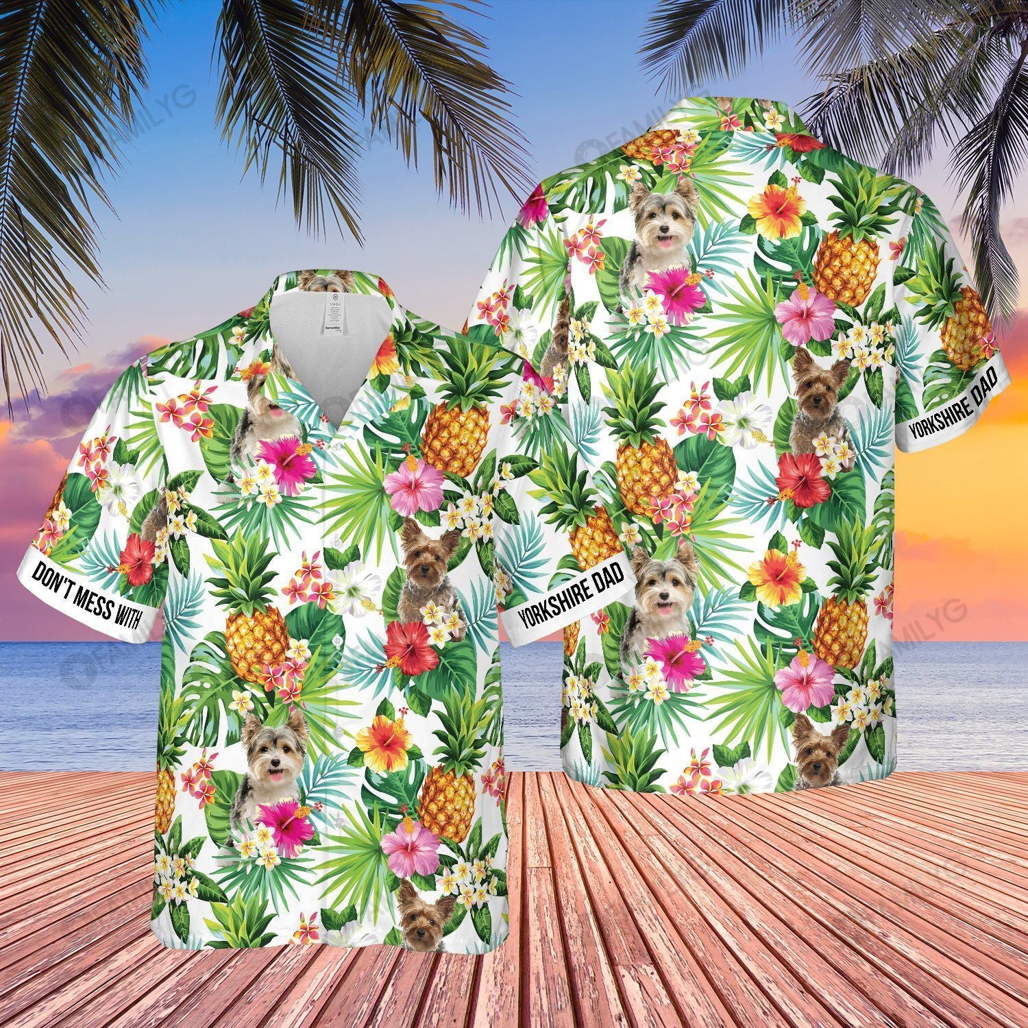 Yorkshire Dog Shirt – Dog Dad Hawaiian Shirt Summer Hawaiian For Men, Women, Couple