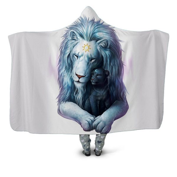 Animal Hooded Blankets – Animal Series Lion White Fleece Hooded Blanket