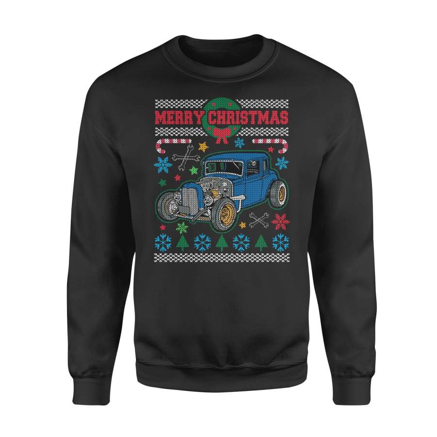 Vintage Hot Rod Shirt Ugly Christmas T Shirt – Standard Fleece Sweatshirt