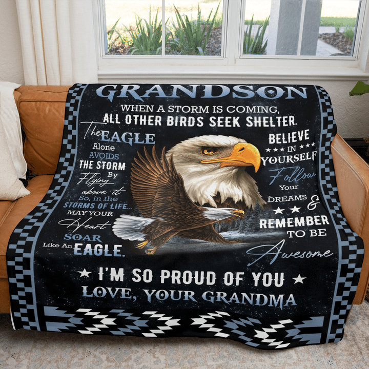 To My Grandson Remember To Be Awesome Fleece Blanket Gift For Family, Birthday, Grandmother To Grandson Gift Home Decor Bedding Couch Sofa Soft And Comfy