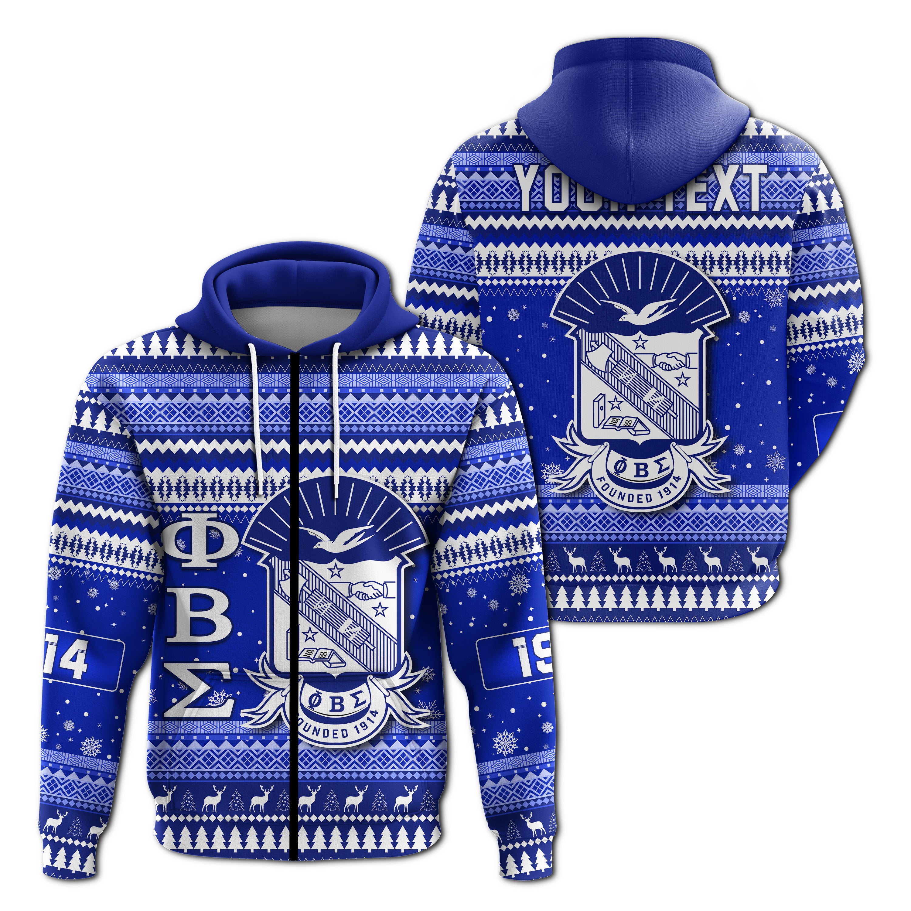 (Custom Personalised) Phi Beta Sigma Christmas Zip Hoodie African Pattern Lt13