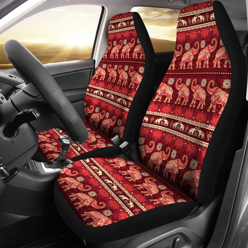 Elephant- Mandala Pattern Car Seat Covers, Seat Covers Full Set, Carseat Covers, Automotive Seat Covers.