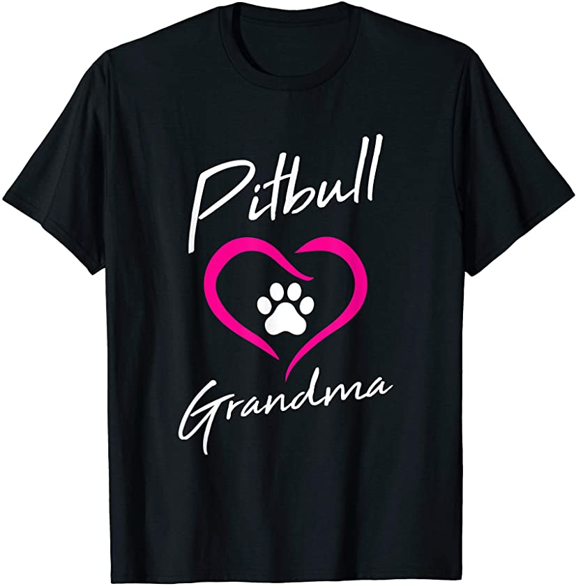 Pitbull Grandma Love Dog Paw Print Cool Animal Lover Gifts T-Shirt