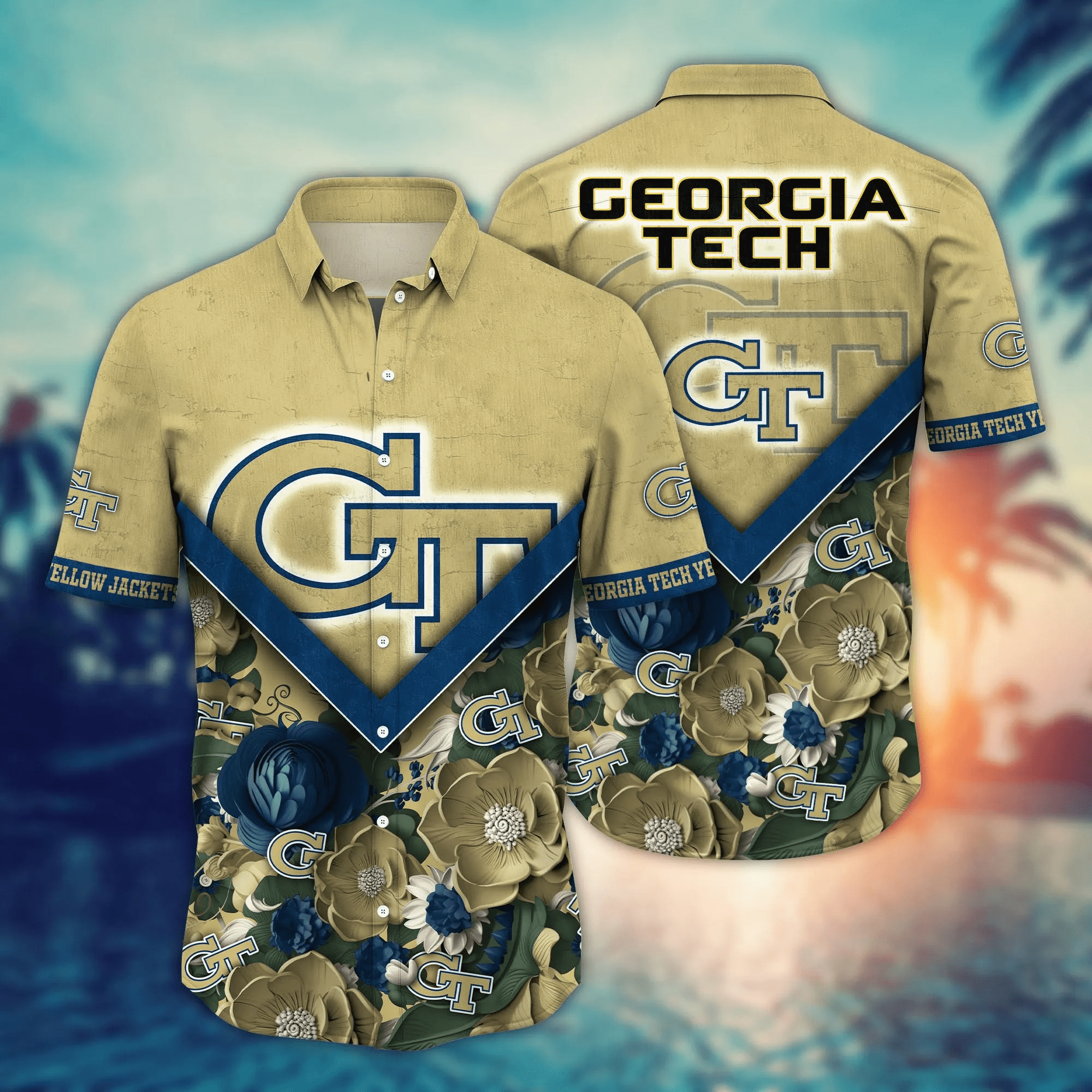 Georgia Tech Yellow Jackets NCCA Hawaiian Shirt Custom Fresh Mowed Lawns Aloha Shirt