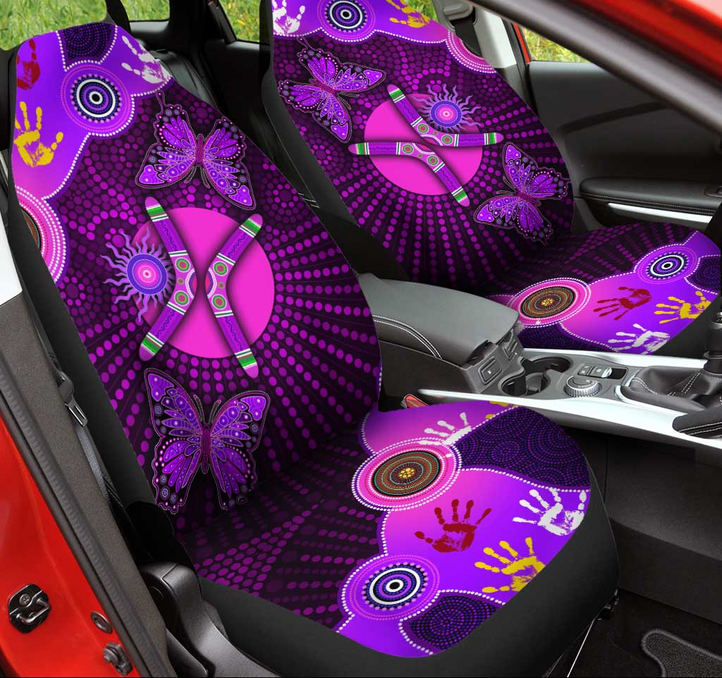 BDK Purple Butterflies Car Seat Covers For Women, Full Set With