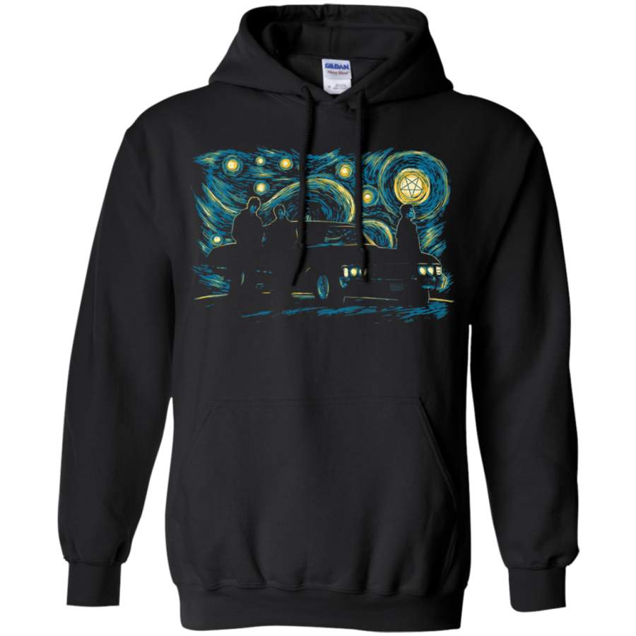 AGR Sam Deam Winchester And Castiel Supernatural Starry Night Hoodie