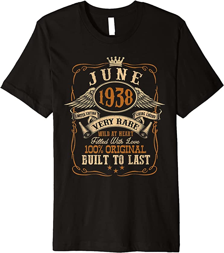 Vintage June 1938 Shirt 83 Years Old 83rd Birthday Gift Premium T-Shirt